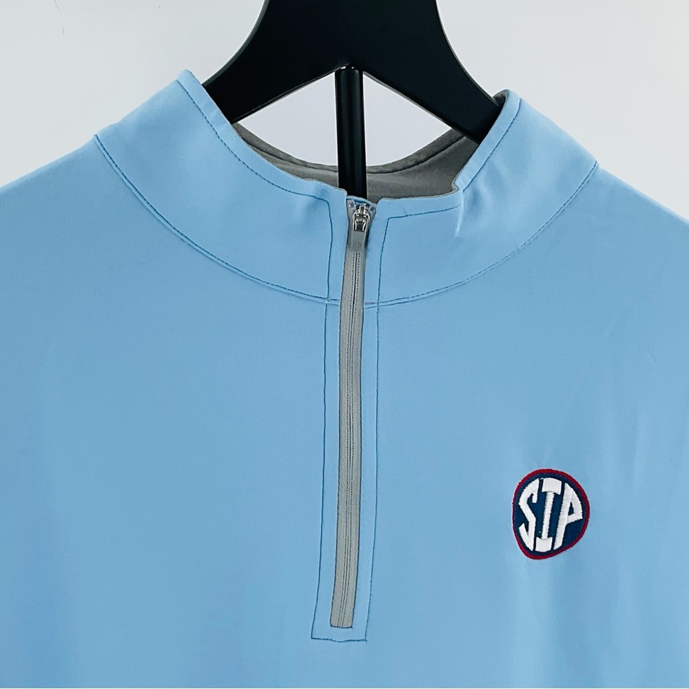 LAST ONE! Peter Millar Powder Blue Ole Miss SIP Quarter-Zip - XL - NWT - Picture 4 of 7